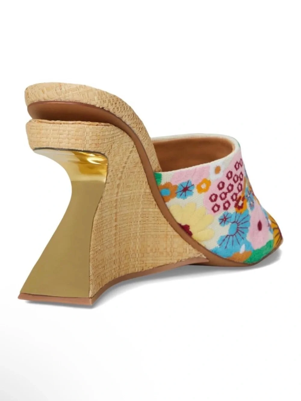 Steve Madden Pink Floral Embroidered Wedge Mules
